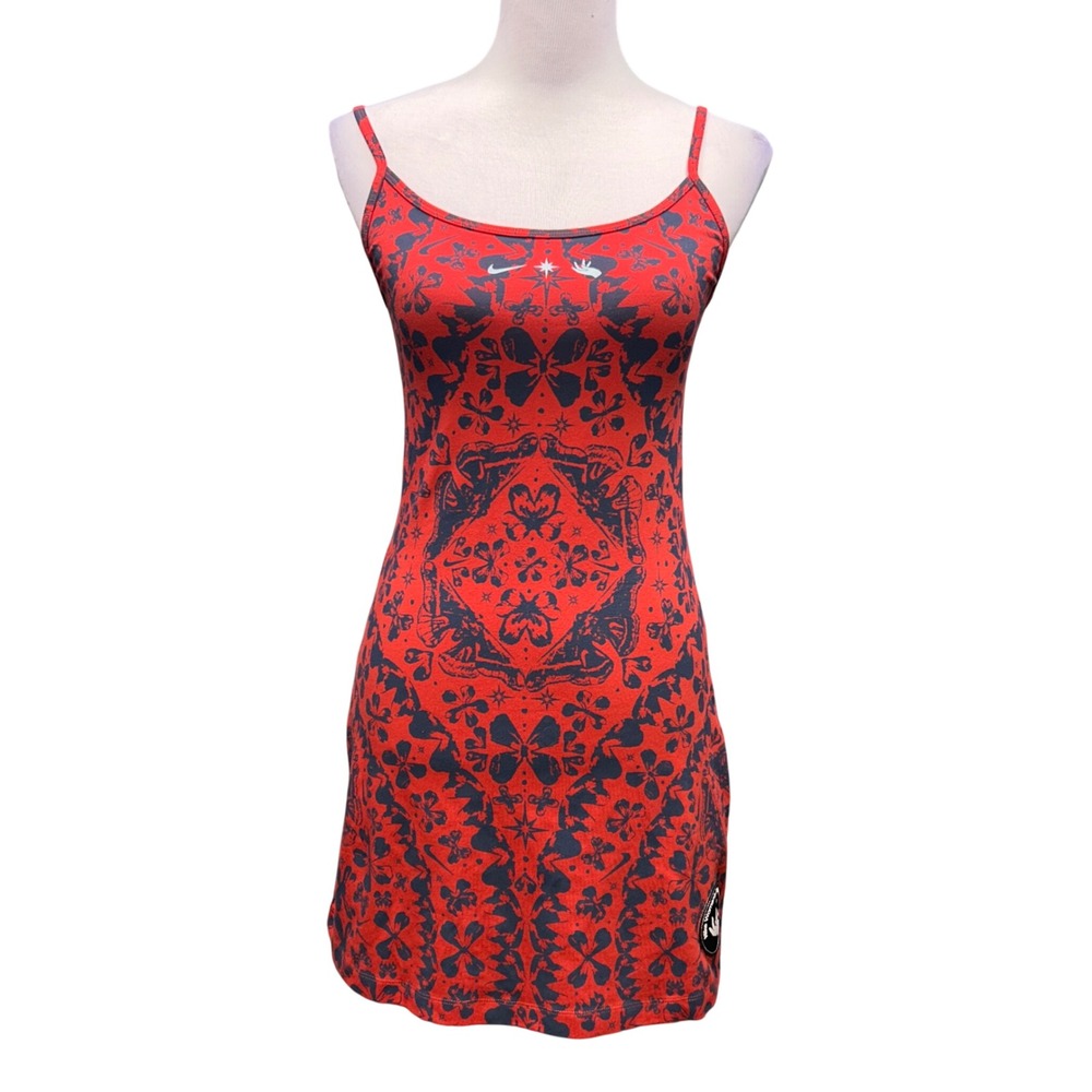 NWT Nike Sportswear Womens Recreation Club Cami Dress XS Red Floral Graphic Mini